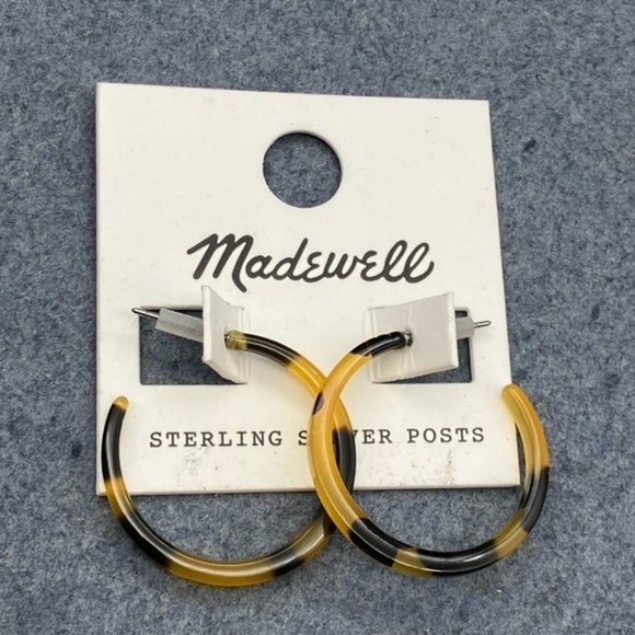 Madewell Tortoiseshell Hoop Earrings Stainless Steel Posts Hoops Retro Boho - Picture 3 of 5